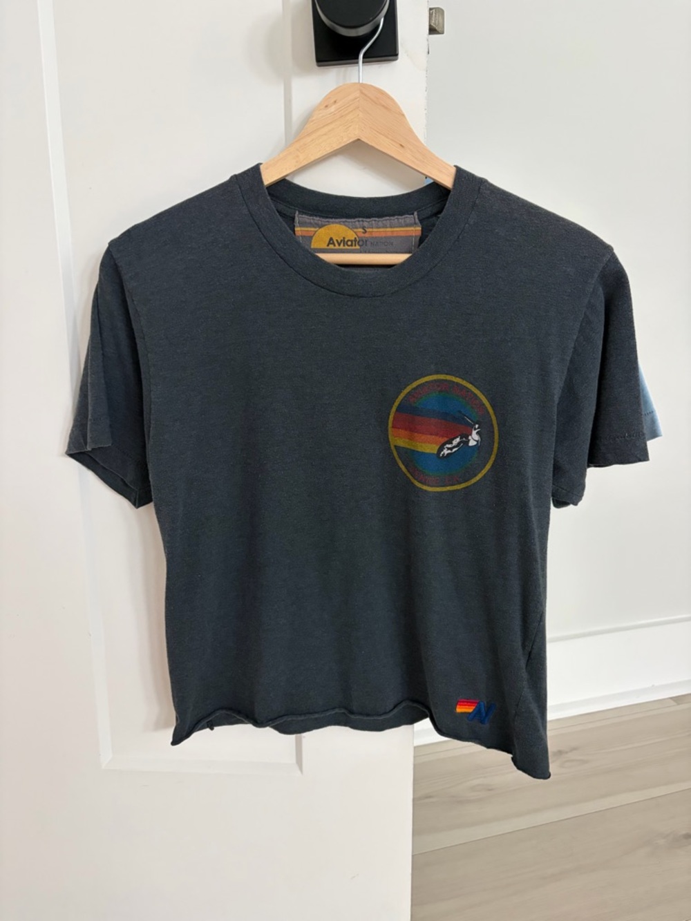 Aviator Nation Charcoal Logo Tee with Sunset Label